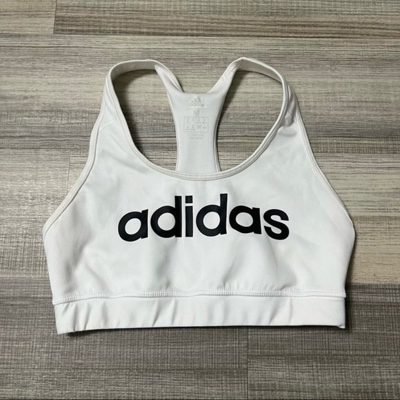 adidas Other - Adidas Climalite Athletic Graphic Racerback Sports Bra White Black Size M